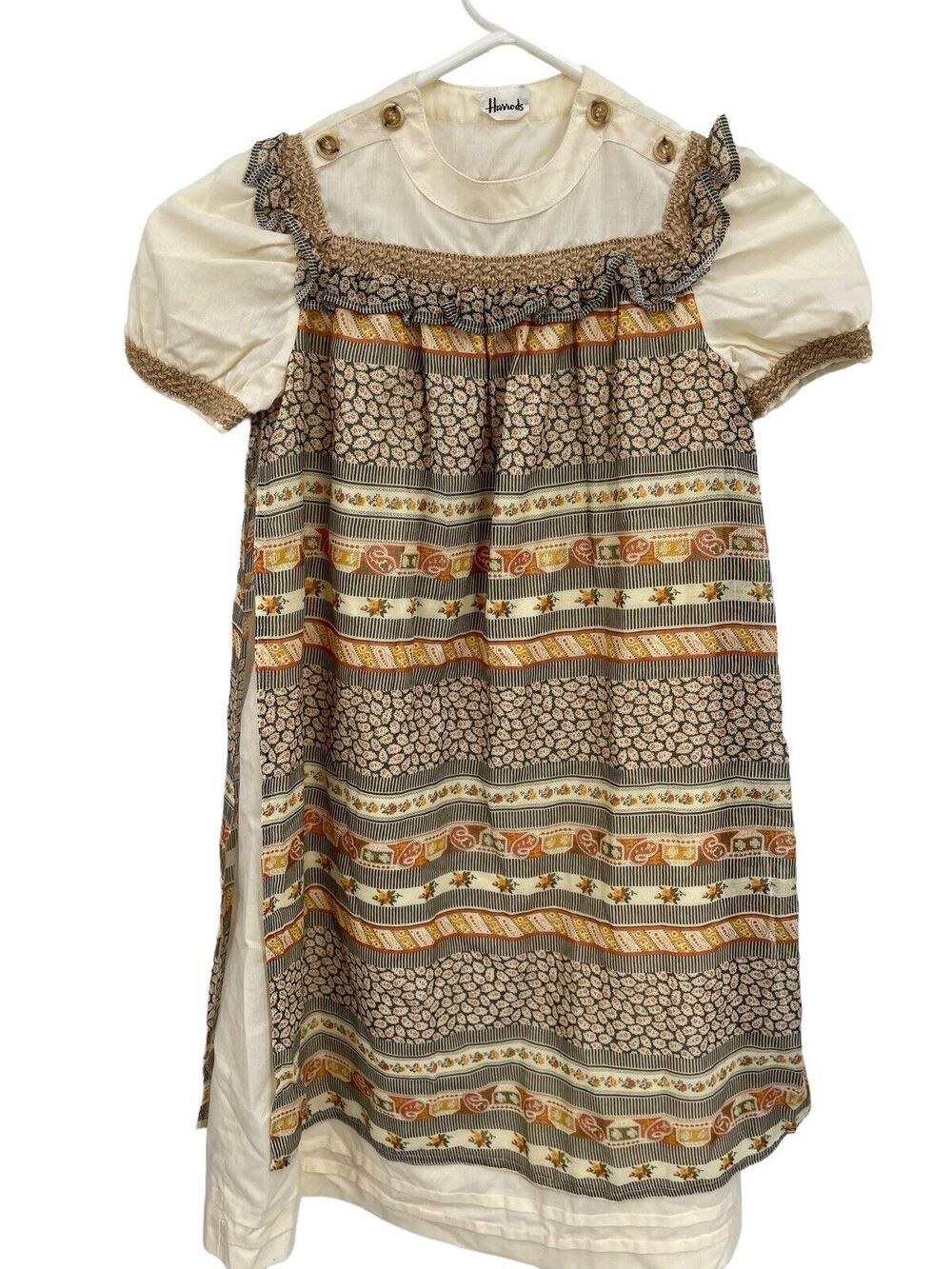 Harrods Dress Neutral Earth Tones Floral Girls Size 7